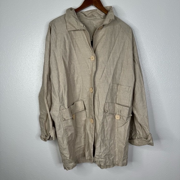 Maralyce Ferree Linen Blend Big Button Jacket Size Medium - Picture 1 of 4